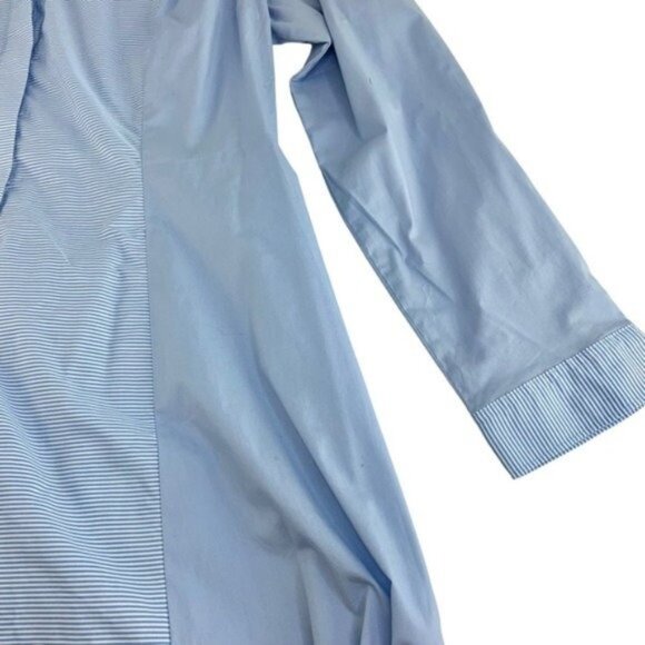 Eloquii Blue Long Sleeve Striped Shirt Dress - Picture 6 of 7